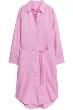 ARKET Dames Zomerjurken - Linen Shirt Dress - Pink