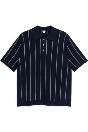 ARKET Heren Poloshirts - Knitted Polo Shirt - Blue
