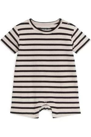 ARKET Rompertjes - Short Ribbed Jersey Romper - Beige