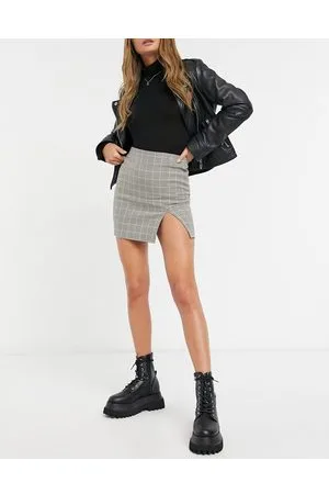ASOS Split front mini skirt in check