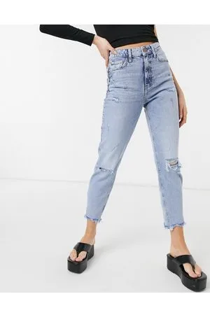 River Island Carrie mom ripped jeans in light authentic