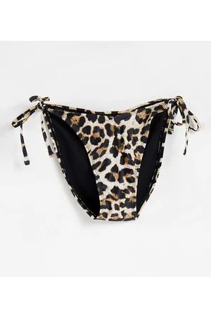 Ivory Rose Fuller Bust mix and match string tie up bikini bottom in leopard animal print