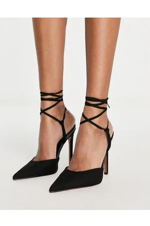ASOS Prize tie leg high heeled shoes in