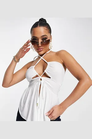 AsYou Halter flute hem cami top in