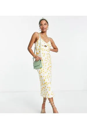 Forever New Cut-out midi dress in ivory buttercup floral