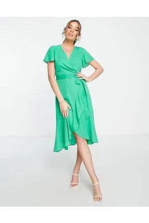 Style Cheat Wrap midi dress in vibrant