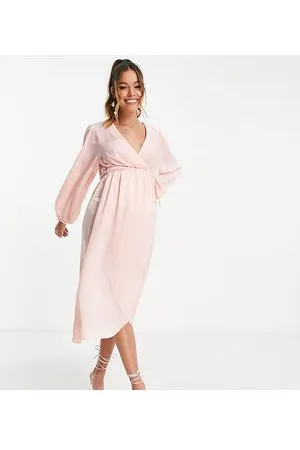 River Island Satin wrap midi dress in