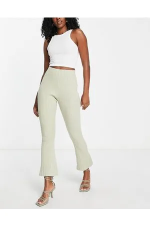 EDITED the label Plisse flared trousers co-ord in khaki