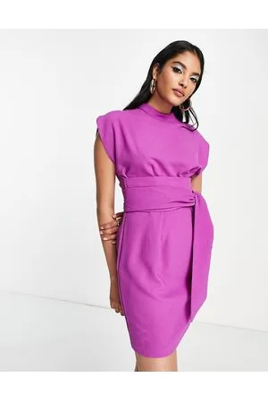 Closet Belted tie waist mini dress in