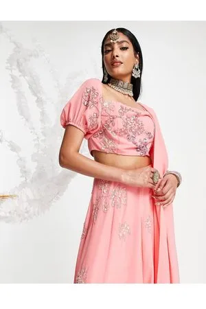 Maya Deluxe Floral burst embellished lehenga crop top in