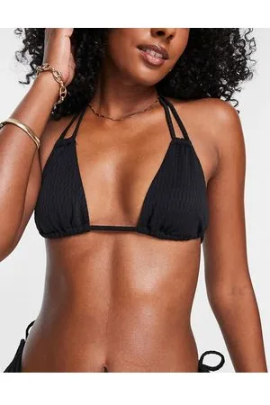 Topshop Textured double strap triangle bikini top in