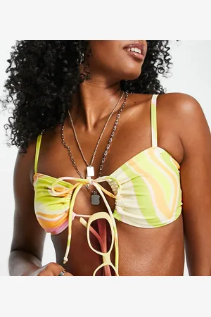 Reclaimed Inspired bikini top in lemon swirl print