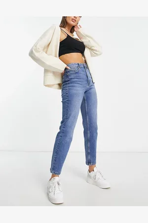 Stradivarius Cotton slim mom jean with stretch in medium