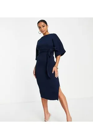 Closet Ribbed pencil midi dress in
