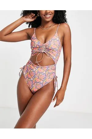 Topshop Ditsy floral swimsuit in multi