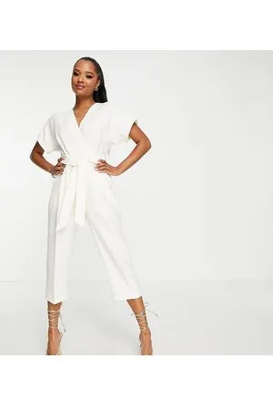 Closet Tie waist kimono jumpsuit in cream