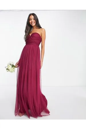 ANAYA With Love Bridesmaid sweetheart neckline maxi dress in plum