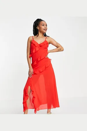 New Look Ruffle strappy midi dress in