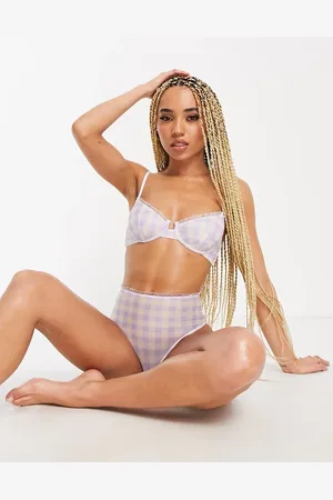 Wild Lovers Kristen gingham mesh underwired bra in lilac