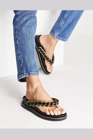 ASOS Festive premium leather chain flat sandals in