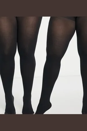 ASOS ASOS DESIGN Curve 2 pack 90 denier super stretch tights in