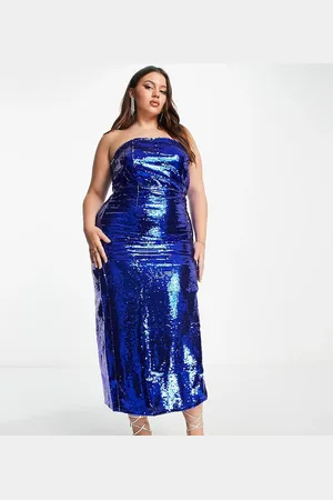 Collective The Label Exclusive leg split sequin midaxi dress in cobalt