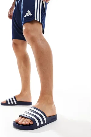 adidas Adidas Swim Adilette white stripe sliders in