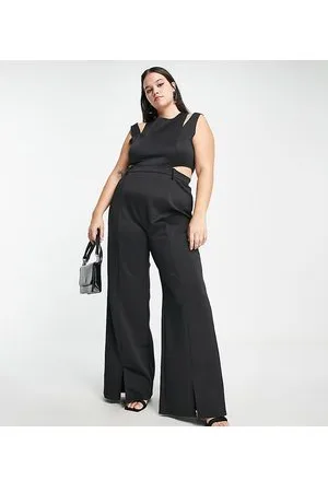 Extro & Vert Plus Tailored wide leg cut out jumpsuit in