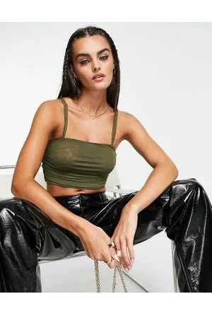 NA-KD Mesh singlet with long strap in olive