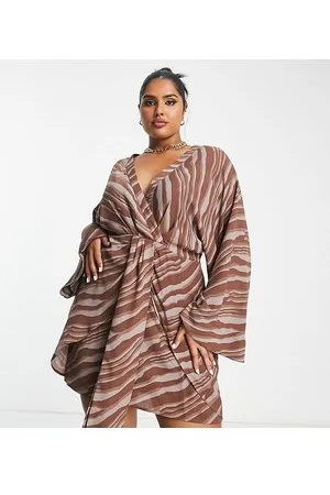 Pretty Lavish Knot front satin mini dress in stripe