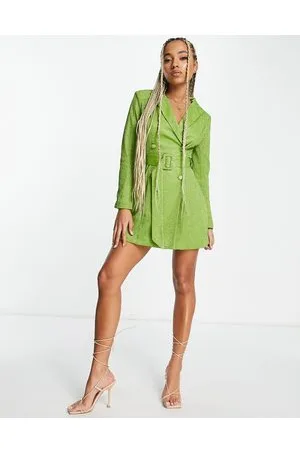 I saw it first Glitter belted blazer dress in olive