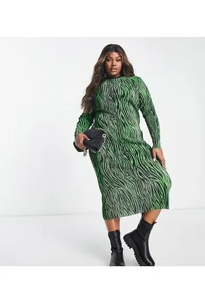 River Island Zebra plisse midi dress in
