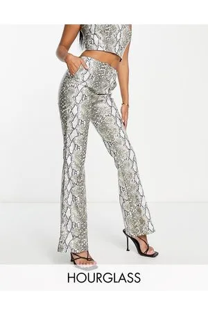 ASOS Hourglass faux leather flare trouser in snake print co-ord