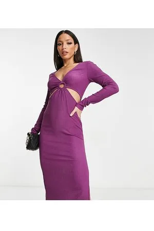 Pieces® Exclusive cut out ring detail midi dress in