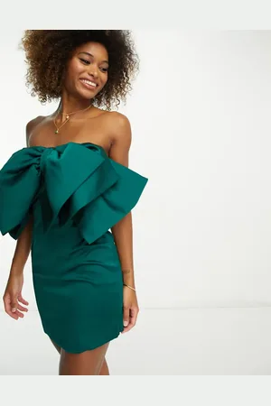 Forever New Dramatic bow mini dress in emerald