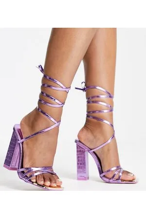 Public Desire Public Desire Exclusive Wide Fit Amira block heel sandals in metallic