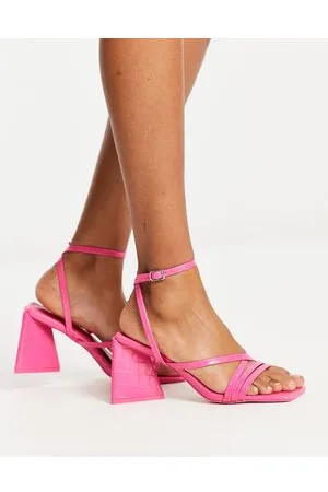 Public Desire Kasia strappy block heel sandals in hot croc