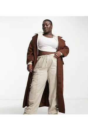 VIOLET ROMANCE Violet Romance Plus oversized double breasted coat in chocolate