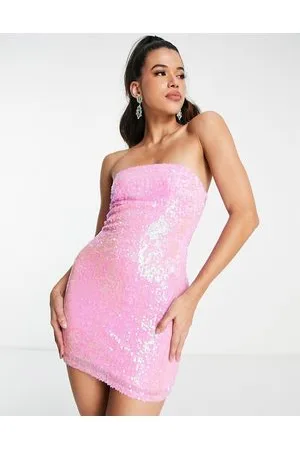 Miss Selfridge Sequin bandeau mini dress in
