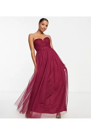ANAYA Bridesmaid sweetheart neckline maxi dress in plum