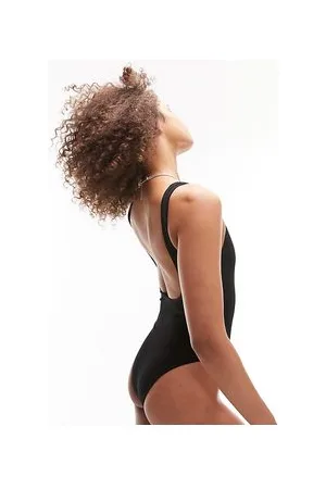 Topshop Rib scoop back swimsuit in