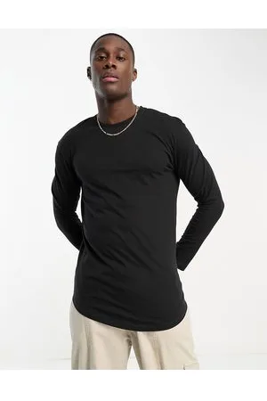 JACK & JONES Essentials longline long sleeve t-shirt with curve hem in