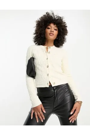River Island Textured boucle cardigan in cream