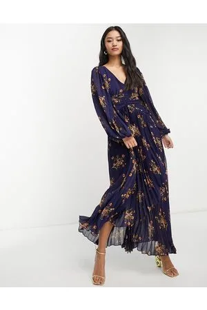 Style Cheat Balloon sleeve pleated midaxi dress in floral