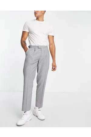 Topman Relaxed textured trousers in salt and pepper