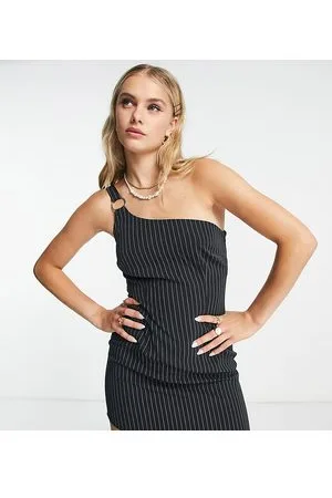 COLLUSION One shoulder pinstripe mini dress in