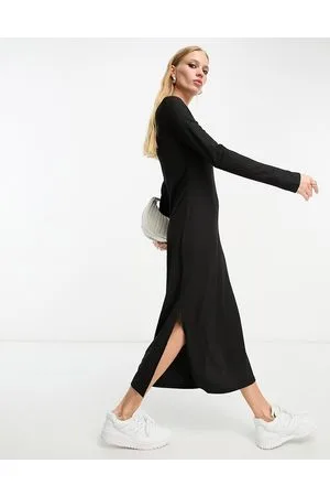 River Island Column midi dress with side split in