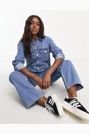 Monki Denim boilersuit in wash