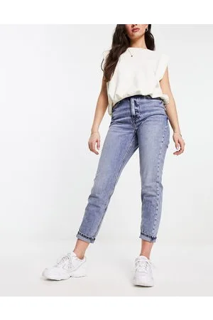 River Island High rise mom jean in light