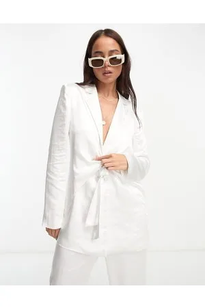 4th & Reckless Satin tie detail blazer co-ord in